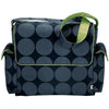 OiOi Nappy Bag Grey Dot Messenger with Green Lining